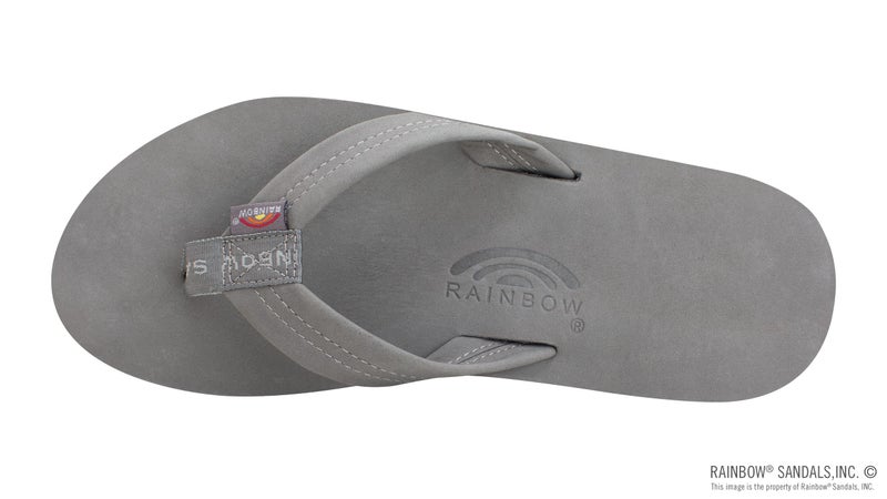 Rainbow Sandals Men's Premier Leather Single Layer Wide Strap with Arch, Grey, Men's Small 7.5-8.5 B(M) US - Image 3
